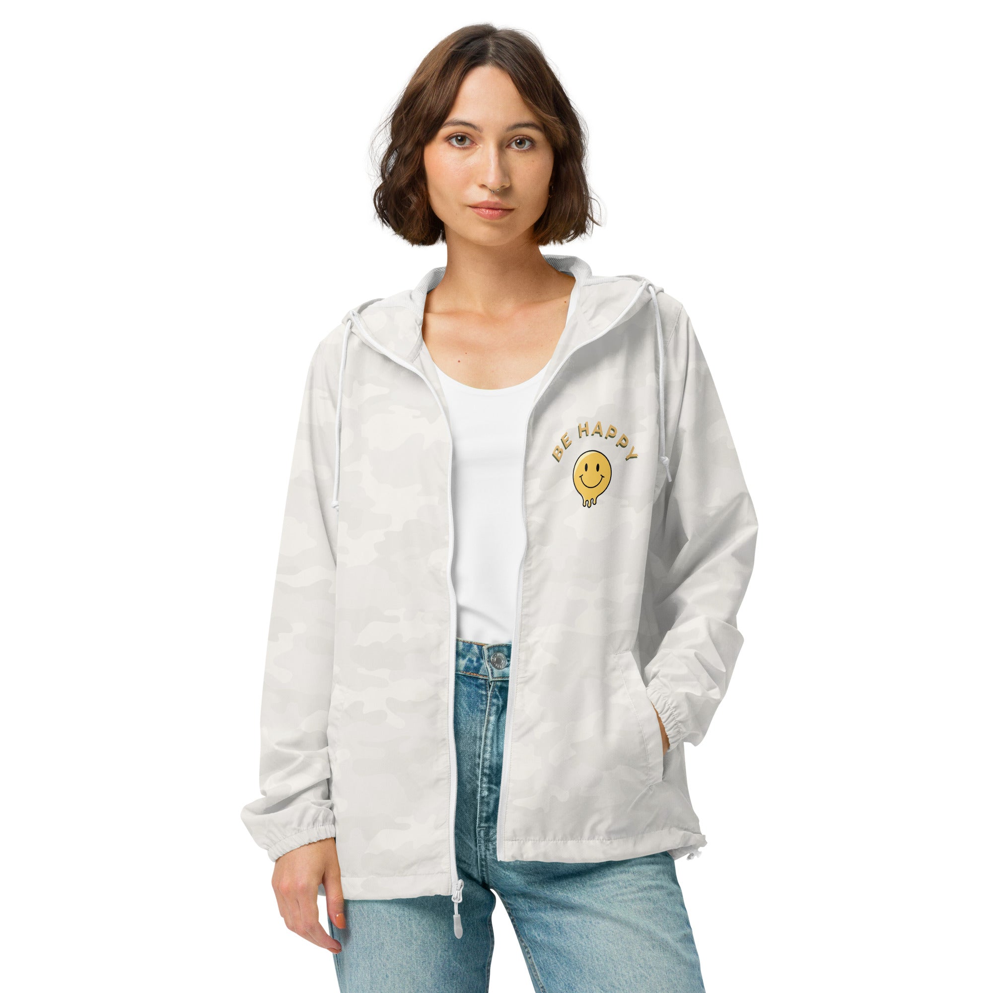 Be Happy Unisex Zip Up Windbreaker